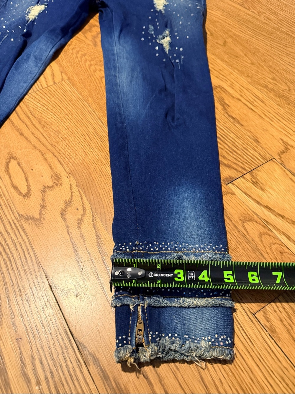 Duchess Jeans Y2K Rhinestone Distressed Skinny Jeans High Rise Stretch Denim 12 - Picture 7 of 12
